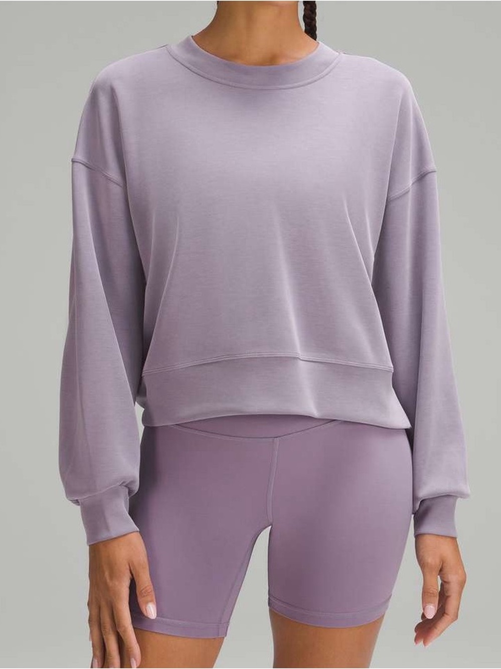 Lululemon Softstreme Perfectly Oversized Cropped Crew Purple Ash